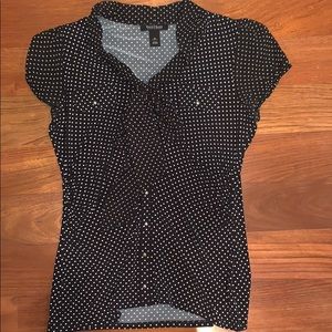 WHBM black with white dots blouse